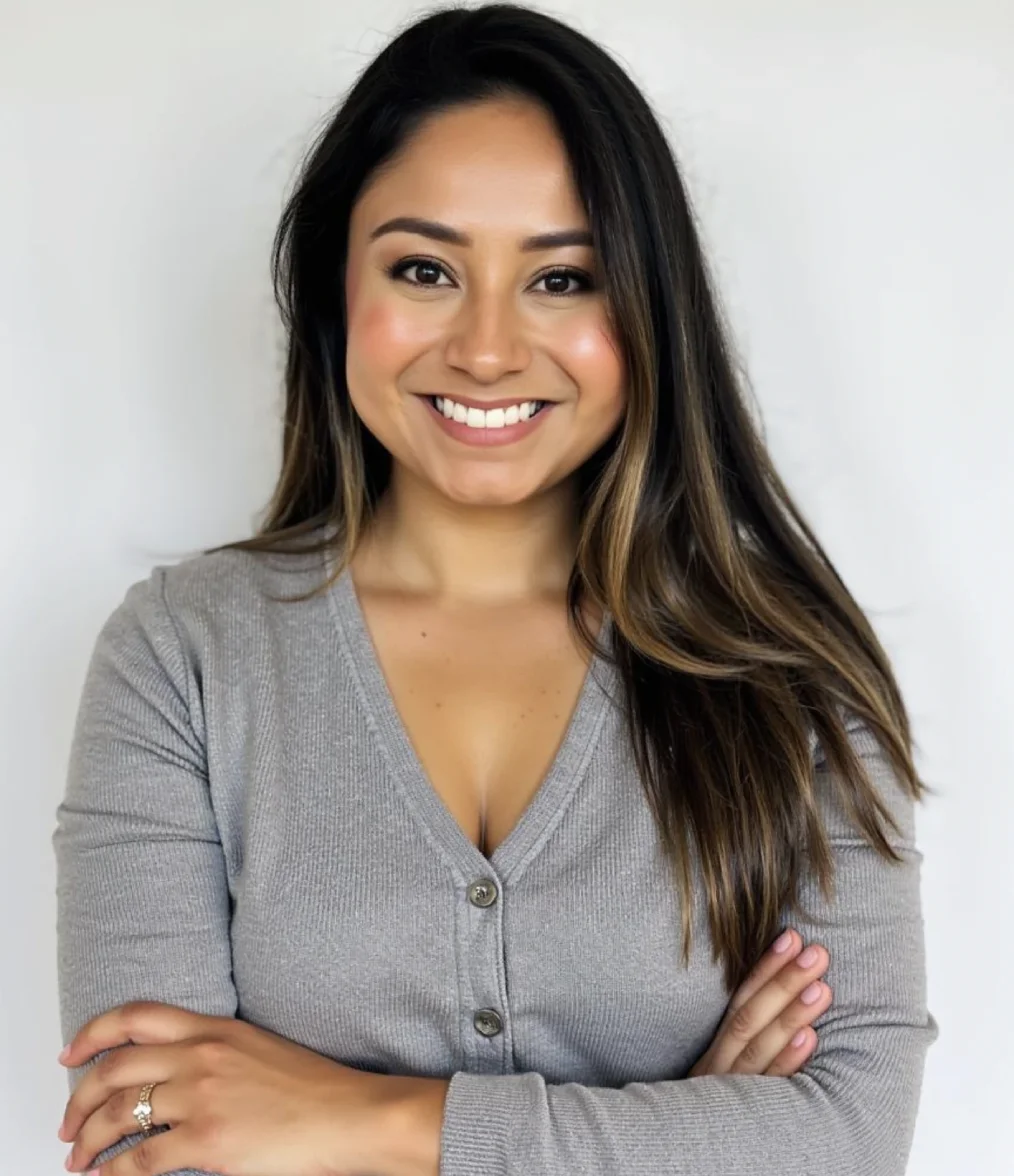 Liliana smiling in a wellness clinic setting, representing Evolve HRT & Wellness in The Woodlands, TX.